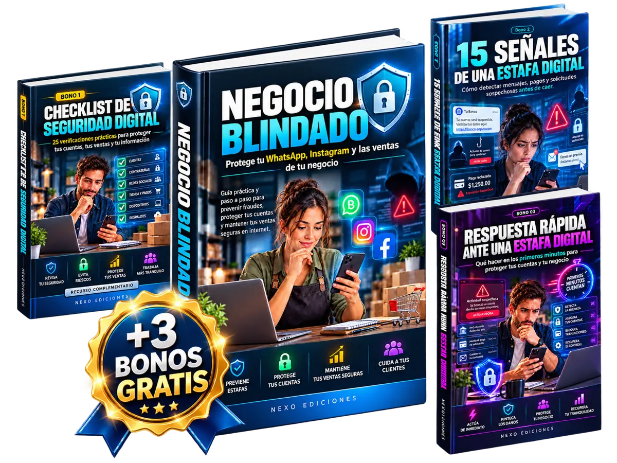 Pack Negocio Blindado con el manual principal y sus tres bonos gratuitos